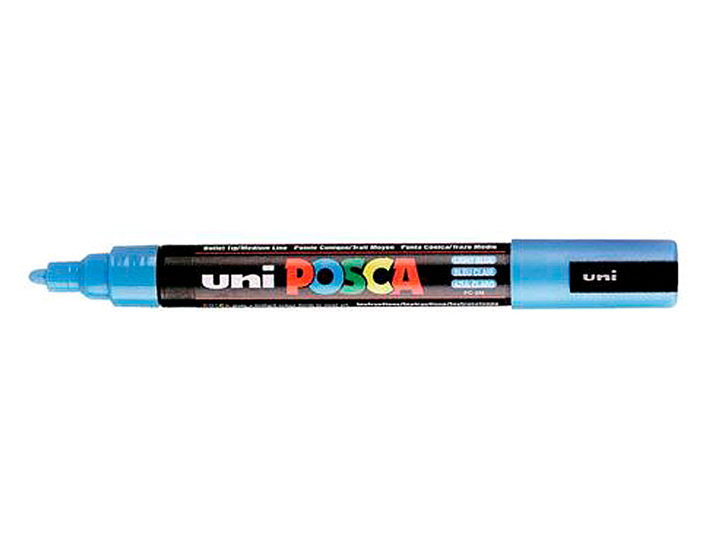 MARQUEUR POSCA PC5M GOUACHE ENCRE INODORE TOUTES SURFACES POINTE MOYENNE CONIQUE COULEUR OPAQUE COUVRANTE BLEU CLAIR