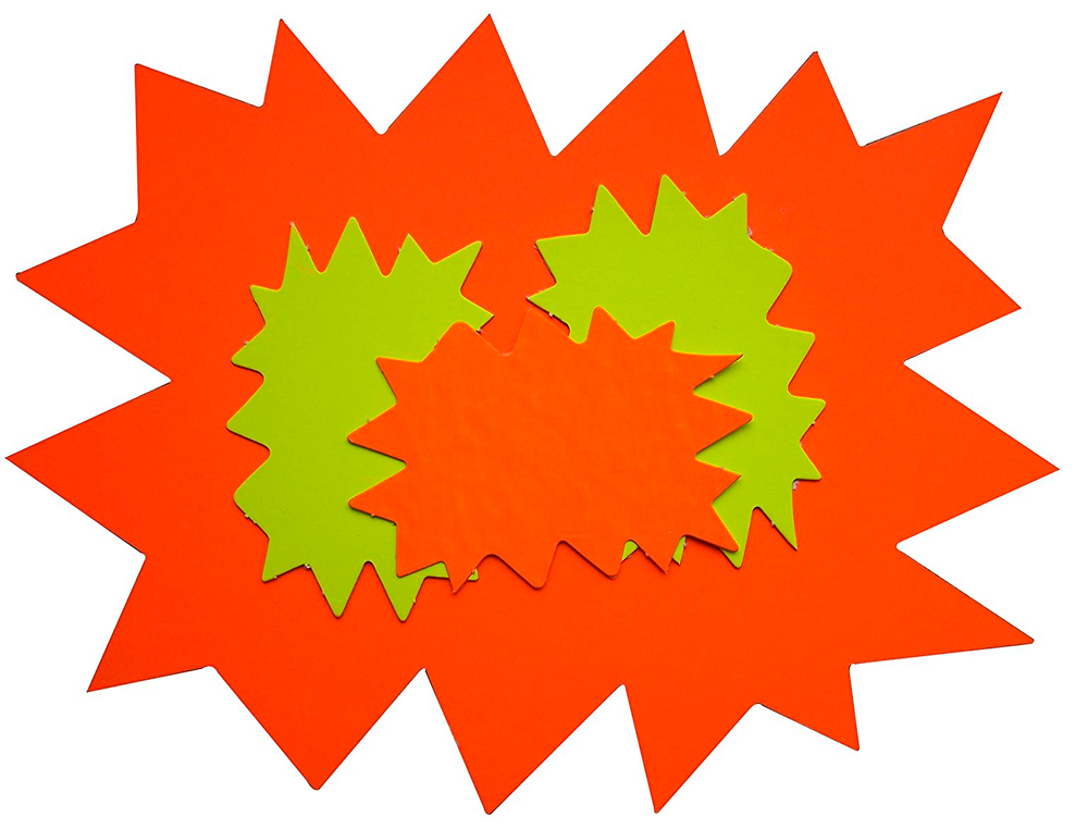 TIQUETTE AFFICHAGE APLI AGIPA CLAT NON EFFAABLE 80X120MM CARTON FLUO 780G ASSORTIMENT JAUNE/ORANGE LOT 50 UNITS