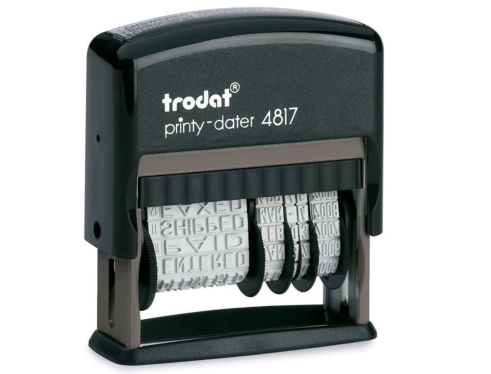 TAMPON DATEUR TRODAT 4817 11 FORMULES AU CHOIX MINI DATE 3.8MM ENCRAGE AUTOMATIQUE RECHARGEABLE 47X4MM COLORIS NOIR