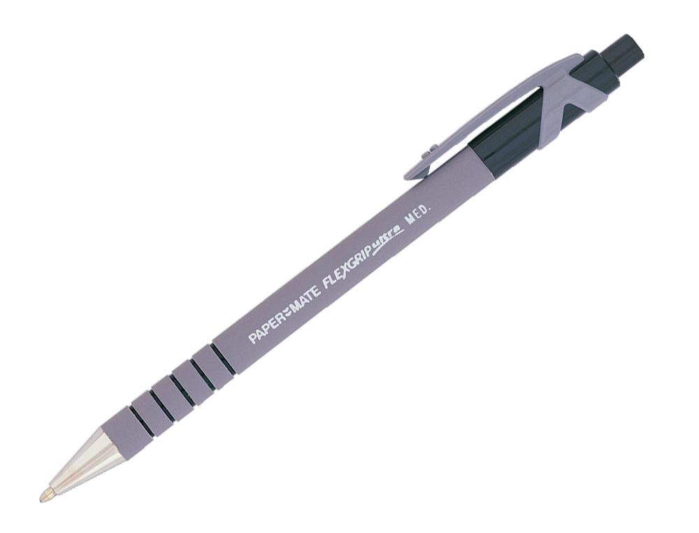 STYLO-BILLE PAPER MATE FLEXGRIP ULTRA ÉCRITURE MOYENNE 0.7MM ENCRE DOUCE CORPS STRIÉ ANTI-GLISSE RÉTRACTABLE NOIR