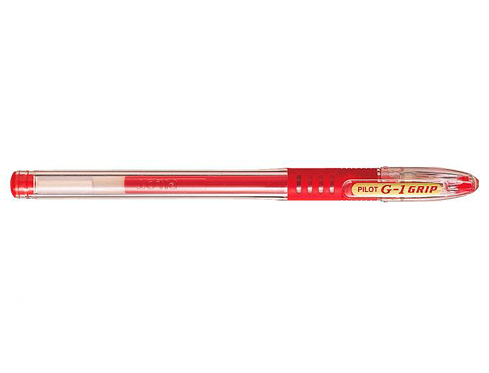 STYLO-BILLE PILOT G1 GRIP ÉCRITURE MOYENNE 0.5MM ENCRE GEL RECHARGEABLE CORPS TRANSLUCIDE GRIP CAOUTCHOUC ROUGE