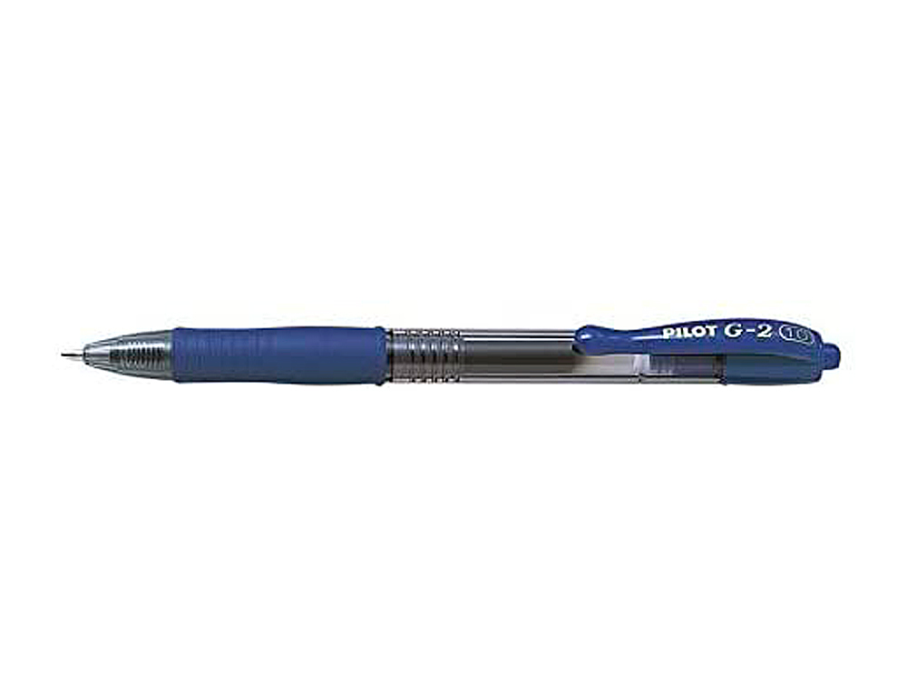 ROLLER PILOT G2 10 ECRITURE MOYENNE 0.6MM ENCRE GEL RETRACTABLE RECHARGEABLE CORPS TRANSLUCIDE GRIP CAOUTCHOUC BLEU