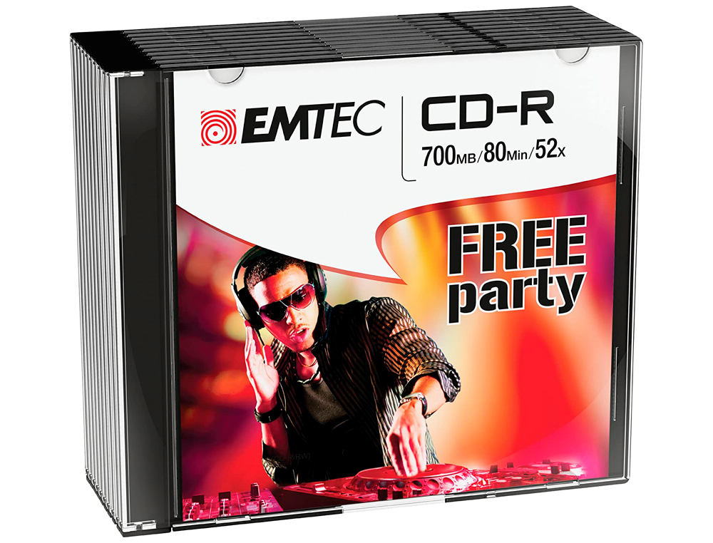 CD-R EMTEC RINSCRIPTIBLE 700MB 80MIN VITESSE 52X SLIM CASE PACK 10 UNITS