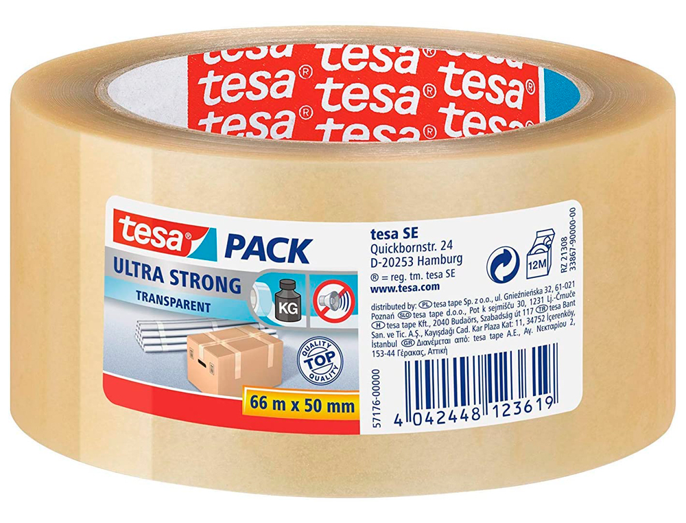 RUBAN ADHSIF TESAPACK PVC EMBALLAGE EXTRA FORT TRS RSISTANT DCHIREMENT SILENCIEUX 50MMX66M TRANSPARENT