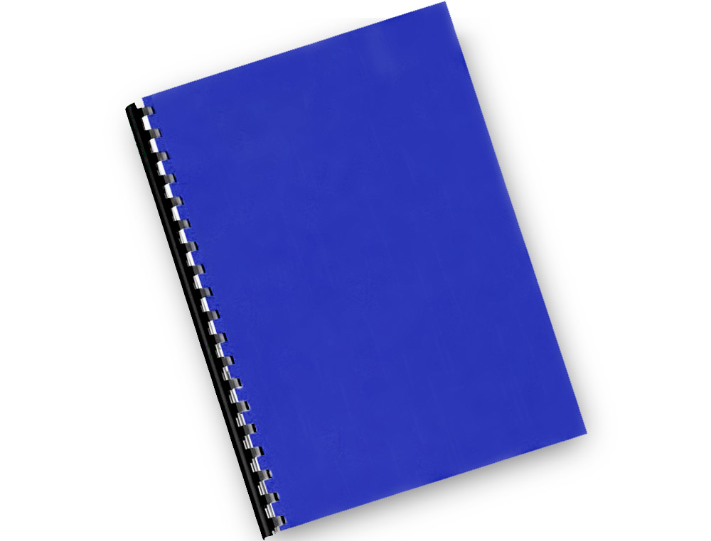 PLAT COUVERTURE Q-CONNECT PVC 180 MICRONS A4 RELIEURS SPIRALES PEIGNES ANNEAUX COLORIS BLEU BOTE 100 UNITS