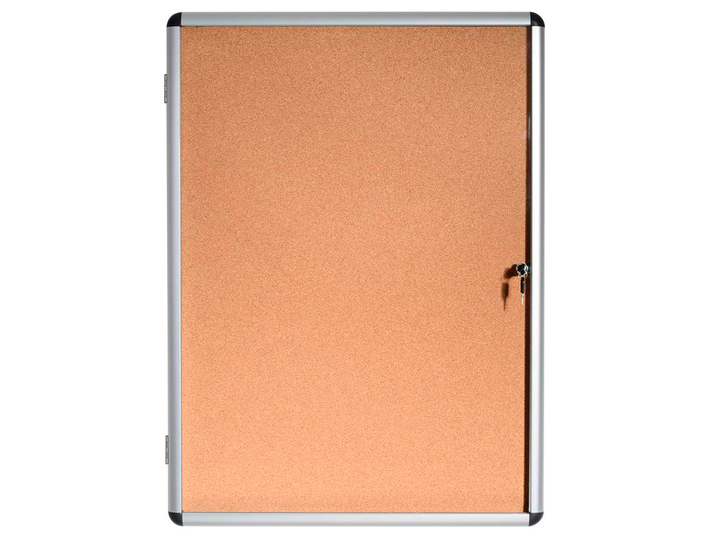 VITRINE AFFICHAGE BI-OFFICE INTERIEUR ALUMINIUM FOND      LIEGE SERRURE 9 FEUILLES A4   72X98,1 CM
