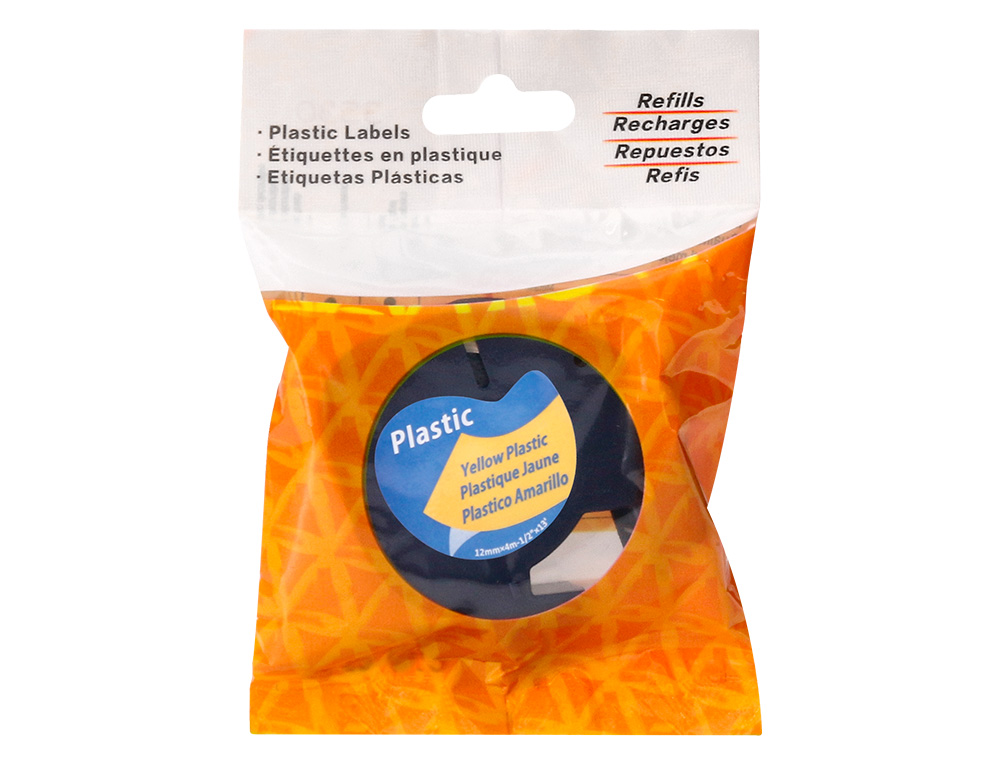 RUBAN TITREUSE Q-CONNECT 12MM X 4 MT NOIR-JAUNE LETRATAG    091202