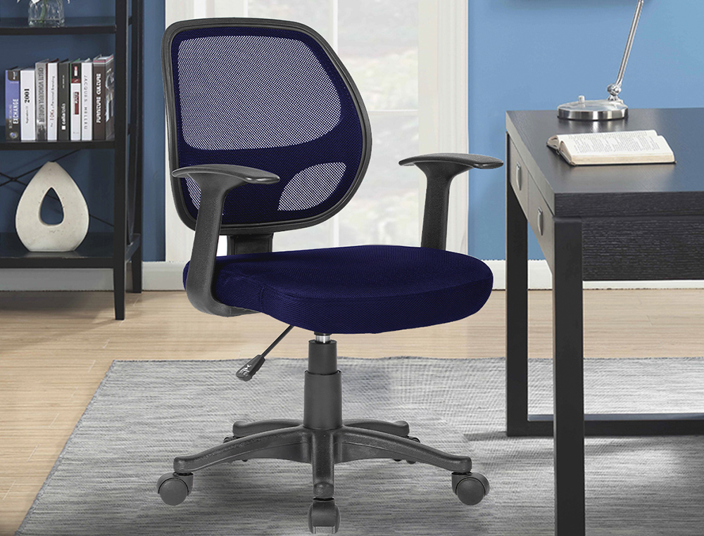 CHAISE BUREAU Q-CONNECT ROTATIVE BASE NYLON MAILLE    MAXIMUM SUPPORTE 120KG        870+120X550X590MM COLORIS BLEU