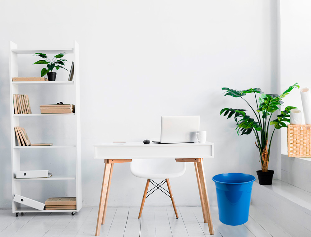 CORBEILLE PAPIER Q-CONNECT PLASTIQUE RESISTANT 13L       275X285MM COLORIS BLEU OPAQUE