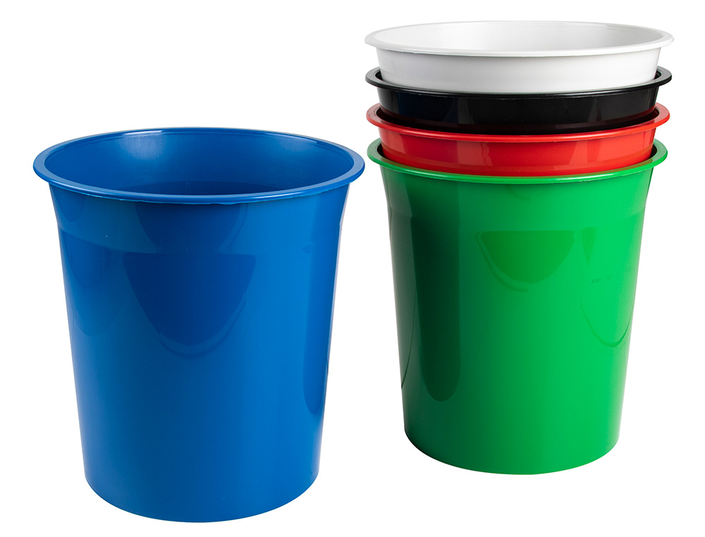 CORBEILLE PAPIER Q-CONNECT PLASTIQUE RESISTANT 13L       275X285MM COLORIS BLEU OPAQUE