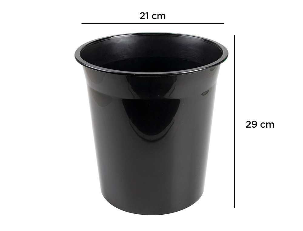 CORBEILLE PAPIER Q-CONNECT PLASTIQUE RESISTANT 13L       275X285MM COLORIS NOIR OPAQUE