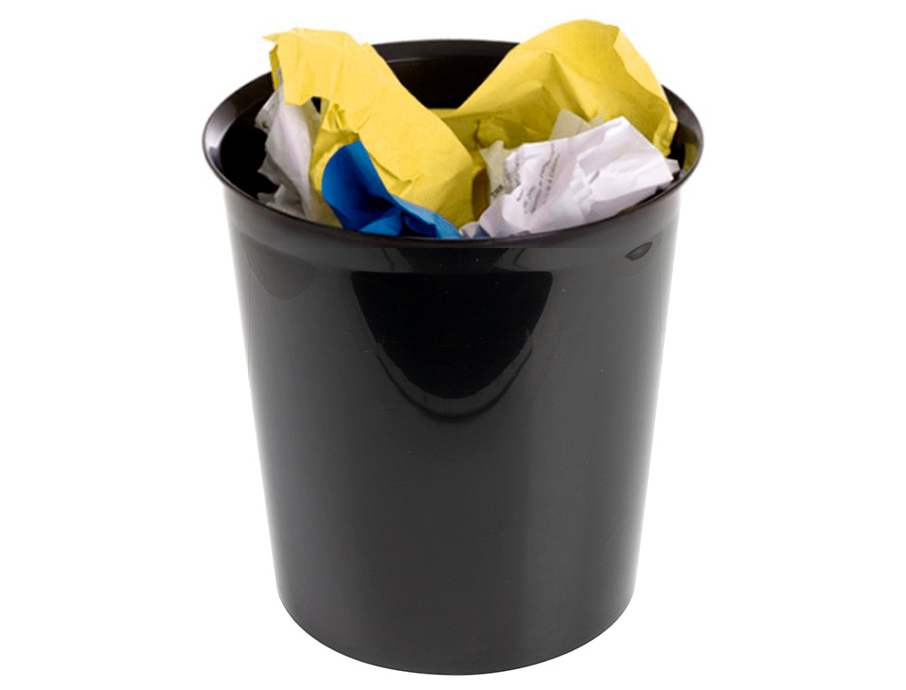 CORBEILLE PAPIER Q-CONNECT PLASTIQUE RESISTANT 13L       275X285MM COLORIS NOIR OPAQUE