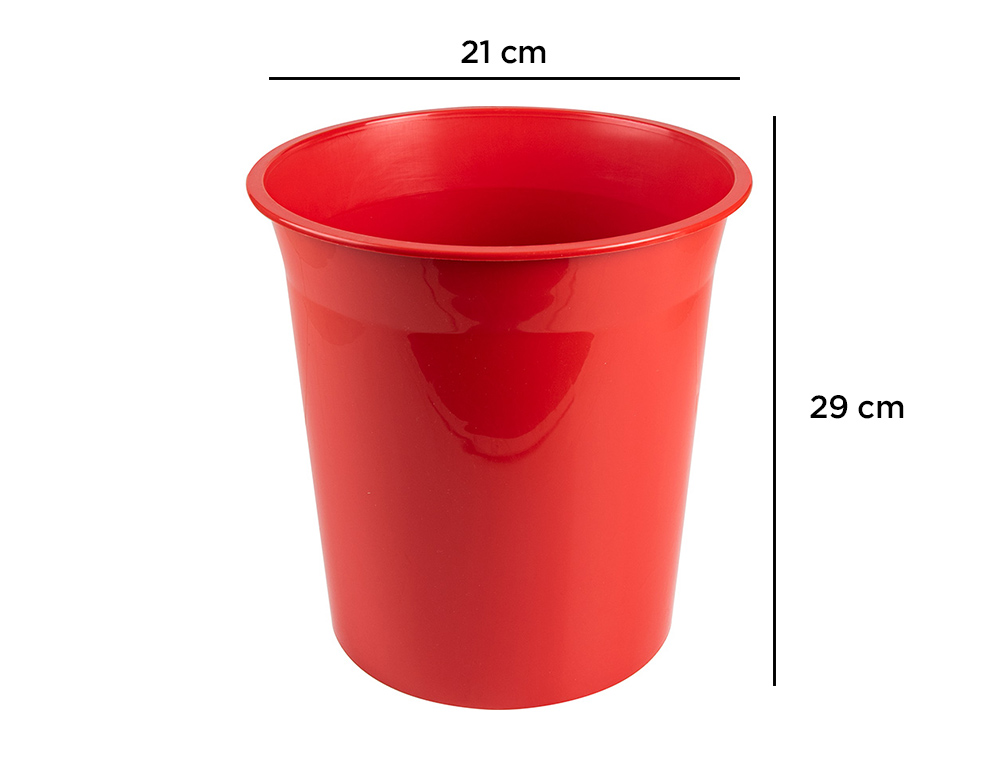 CORBEILLE PAPIER Q-CONNECT PLASTIQUE RESISTANT 13L 275X285MM COLORIS ROUGE OPAQUE