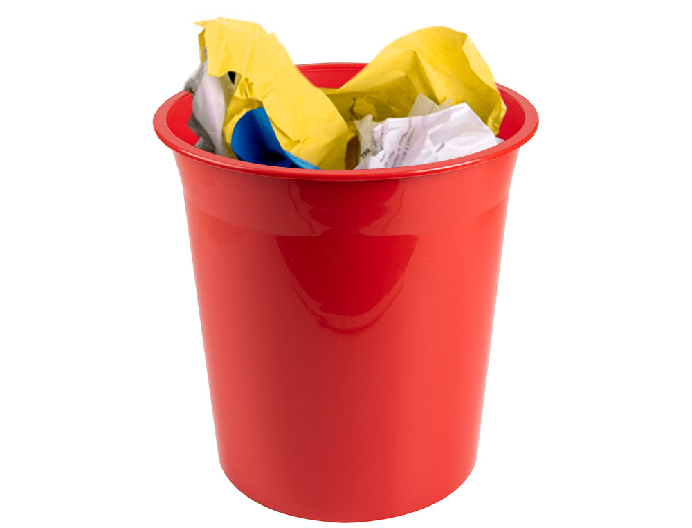 CORBEILLE PAPIER Q-CONNECT PLASTIQUE RESISTANT 13L 275X285MM COLORIS ROUGE OPAQUE