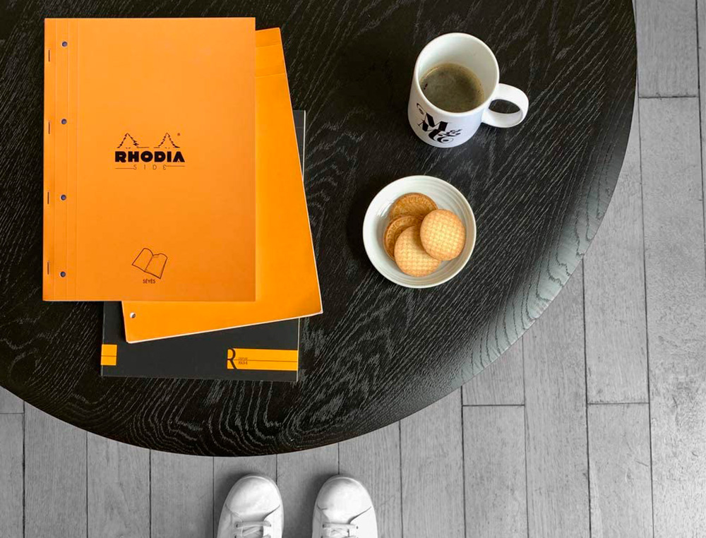 BLOC AGRAFE RHODIA A4+ 21X31,8CM 160 PAGES SEYES MICROPERFOREES DETACHABLES 4 TROUS LOT 3 UNITES