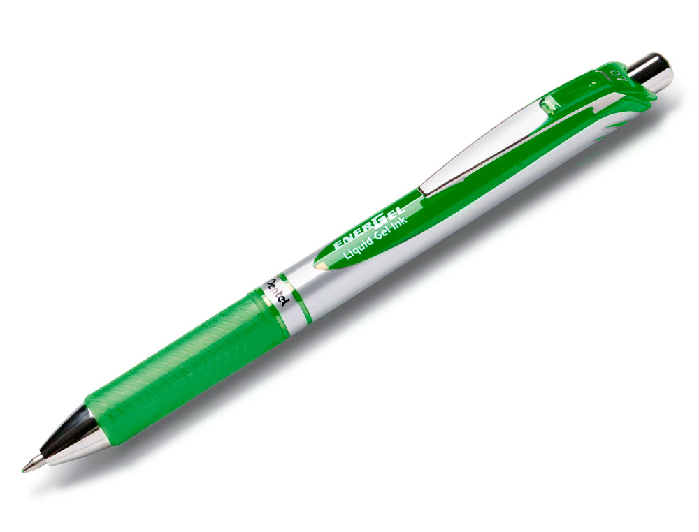 ROLLER PENTEL ENERGEL RETRACTABLE RECHARGEABLE      POINTE METAL FINE 0,7MM CLIP  METAL COLORIS VERT CLAIR