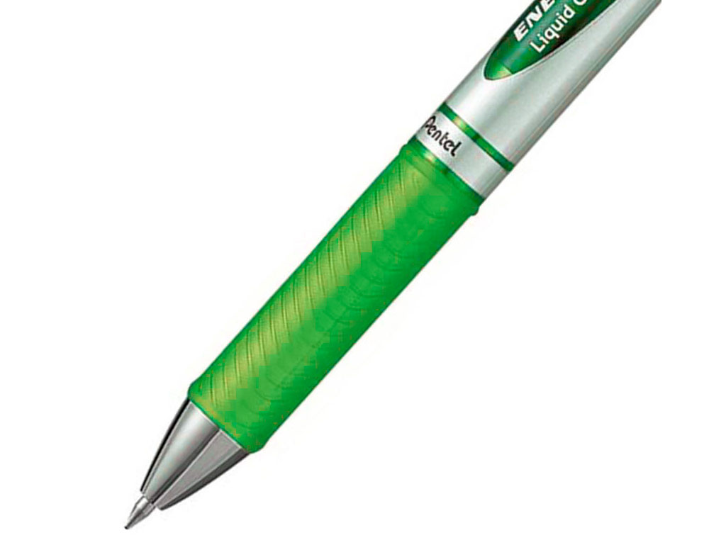 ROLLER PENTEL ENERGEL RETRACTABLE RECHARGEABLE      POINTE METAL FINE 0,7MM CLIP  METAL COLORIS VERT CLAIR
