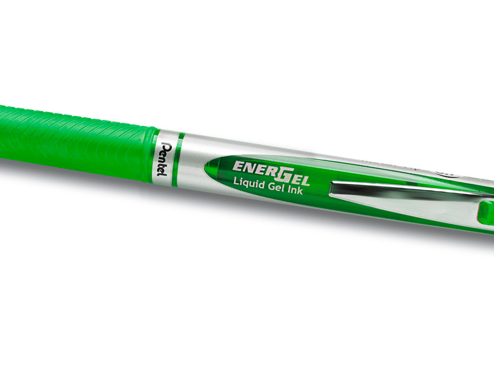 ROLLER PENTEL ENERGEL RETRACTABLE RECHARGEABLE      POINTE METAL FINE 0,7MM CLIP  METAL COLORIS VERT CLAIR