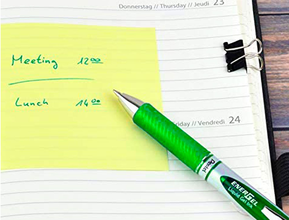 ROLLER PENTEL ENERGEL RETRACTABLE RECHARGEABLE      POINTE METAL FINE 0,7MM CLIP  METAL COLORIS VERT CLAIR