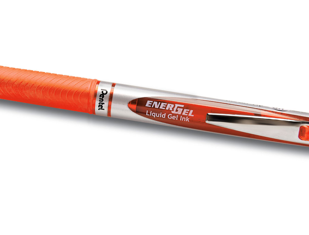 ROLLER PENTEL ENERGEL RETRACTABLE RECHARGEABLE      POINTE METAL FINE 0,7MM CLIP  METAL COLORIS ORANGE