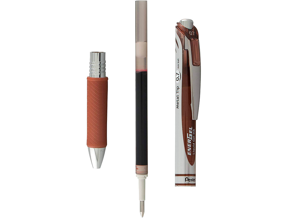 RECHARGE ROLLER PENTEL ENCRE GEL BL77 BL107 ENCRE FLUIDE   DOUCE LUMINEUSE POINTE        MOYENNE SECHAGE RAPIDE MARRON