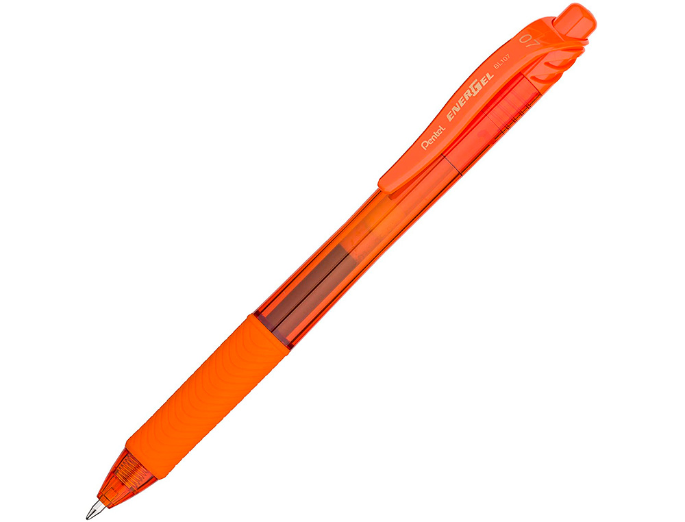 ROLLER PENTEL ENERGEL RETRACTABLE RECHARGEABLE      ENCRE DOUCE FLUIDE POINTE METAL 0,7MM GRIP CONFORT ORANGE
