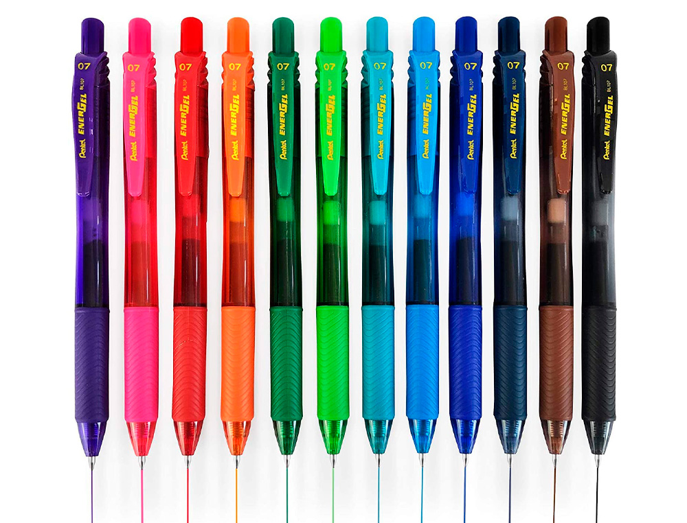 ROLLER PENTEL ENERGEL RETRACTABLE RECHARGEABLE      ENCRE DOUCE FLUIDE POINTE METAL 0,7MM GRIP CONFORT ORANGE