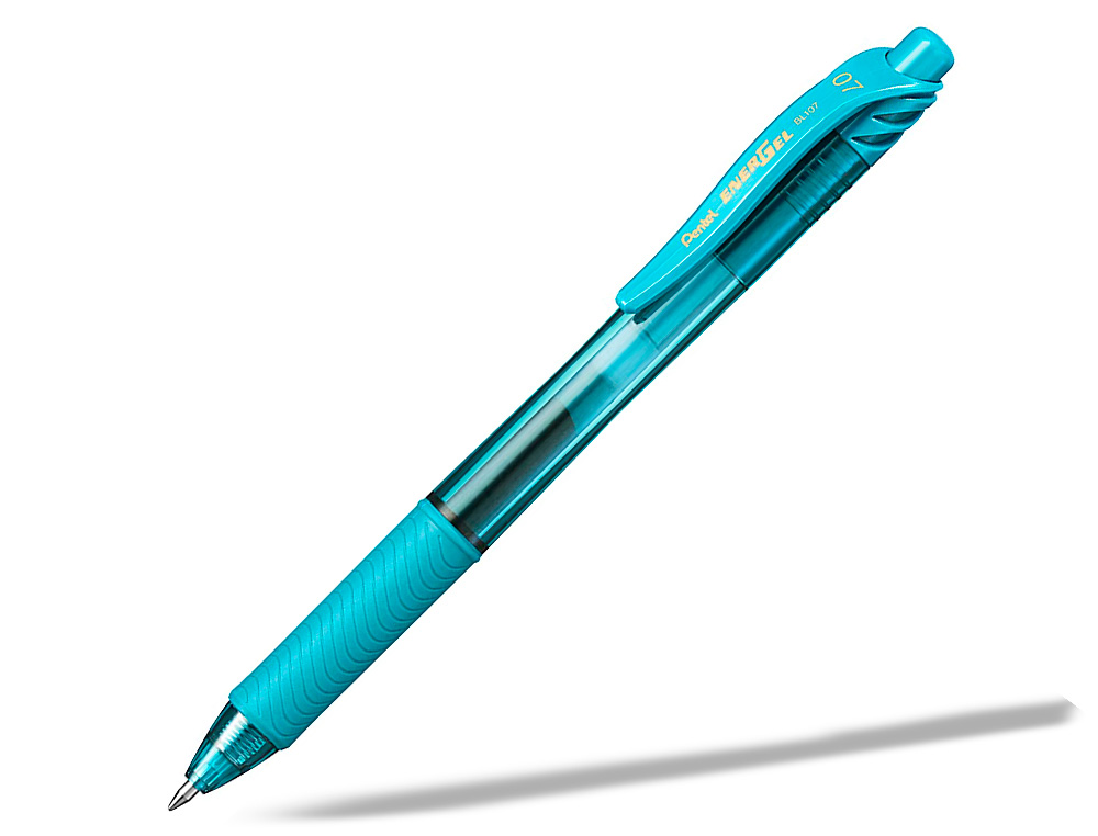 ROLLER PENTEL ENERGEL RETRACTABLE RECHARGEABLE      ENCRE DOUCE FLUIDE POINTE METAL 0,7MM GRIP CONFORT TURQUOISE