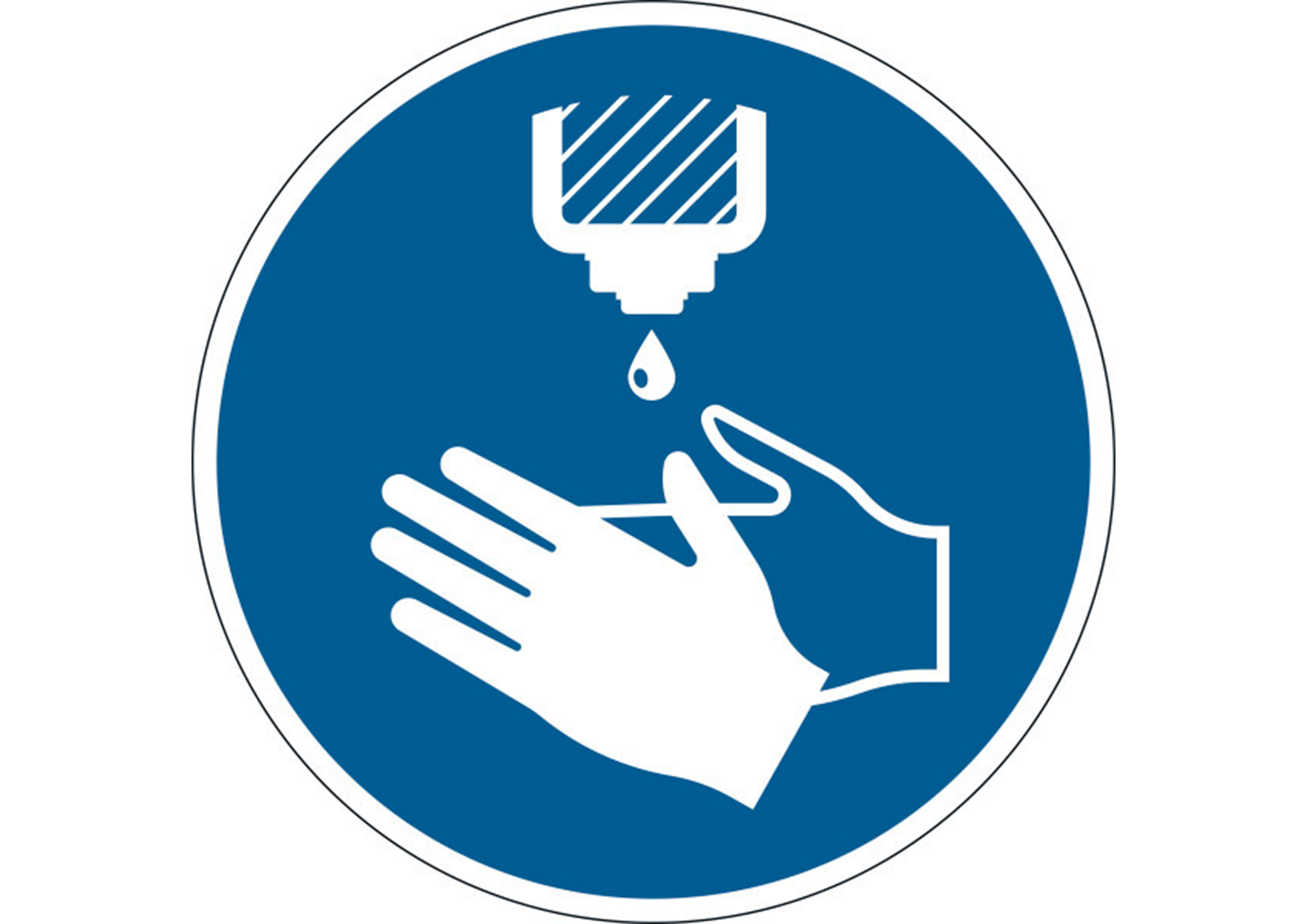 PICTOGRAMME AU SOL DESINFECTEZ-VOUS LES MAINS DURABLE ADHESIF NON PERMANENT DIAMETRE 430MM