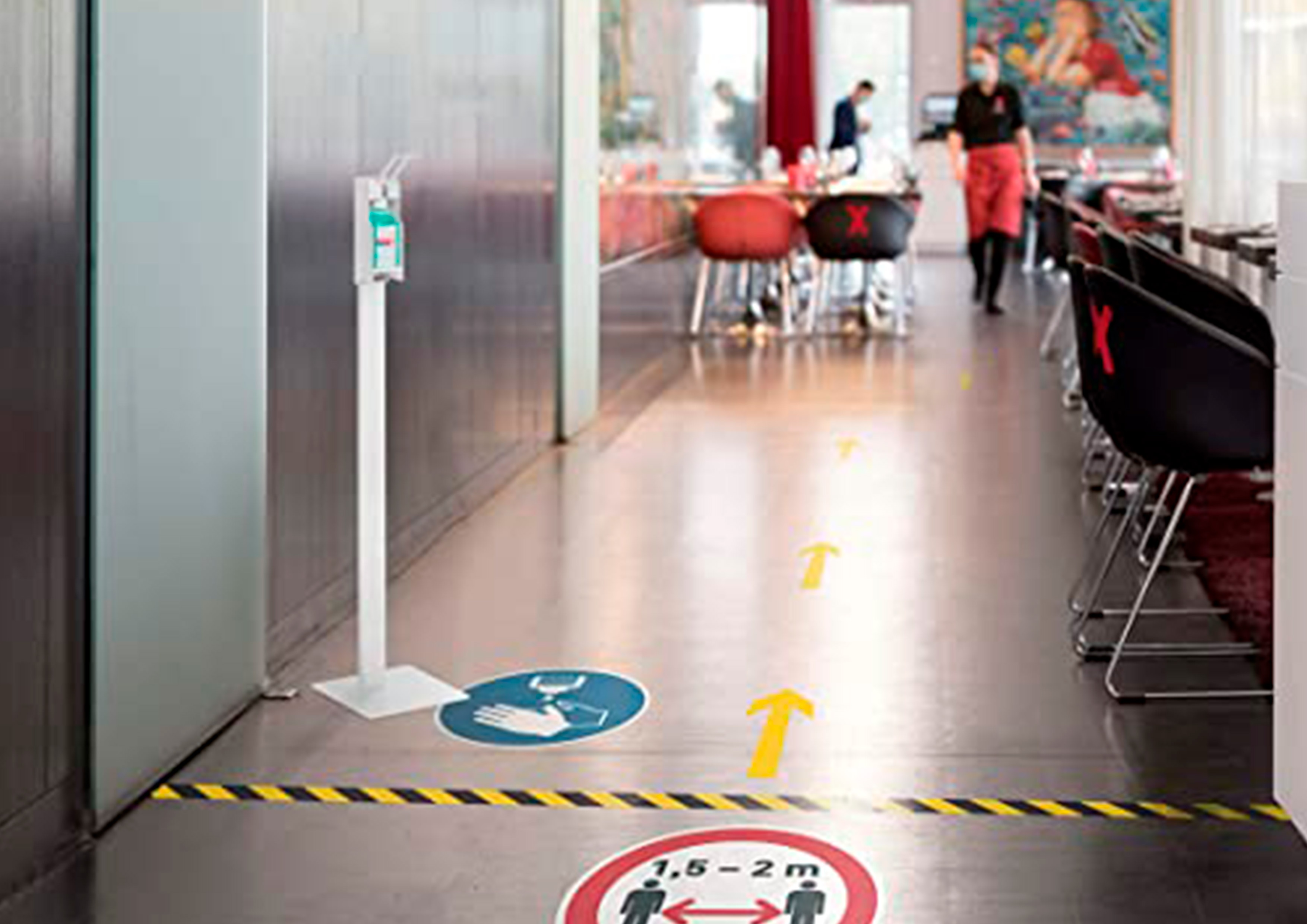 PICTOGRAMME AU SOL DESINFECTEZ-VOUS LES MAINS DURABLE ADHESIF NON PERMANENT DIAMETRE 430MM
