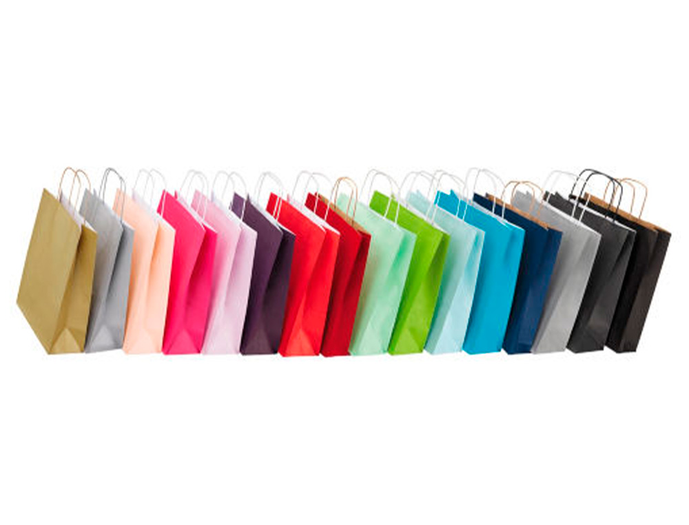 SAC KRAFT 100G/M2 POIGNEES TORSADEES 35X14X40CM PAQUET 50 UNITES COLORIS ARGENT