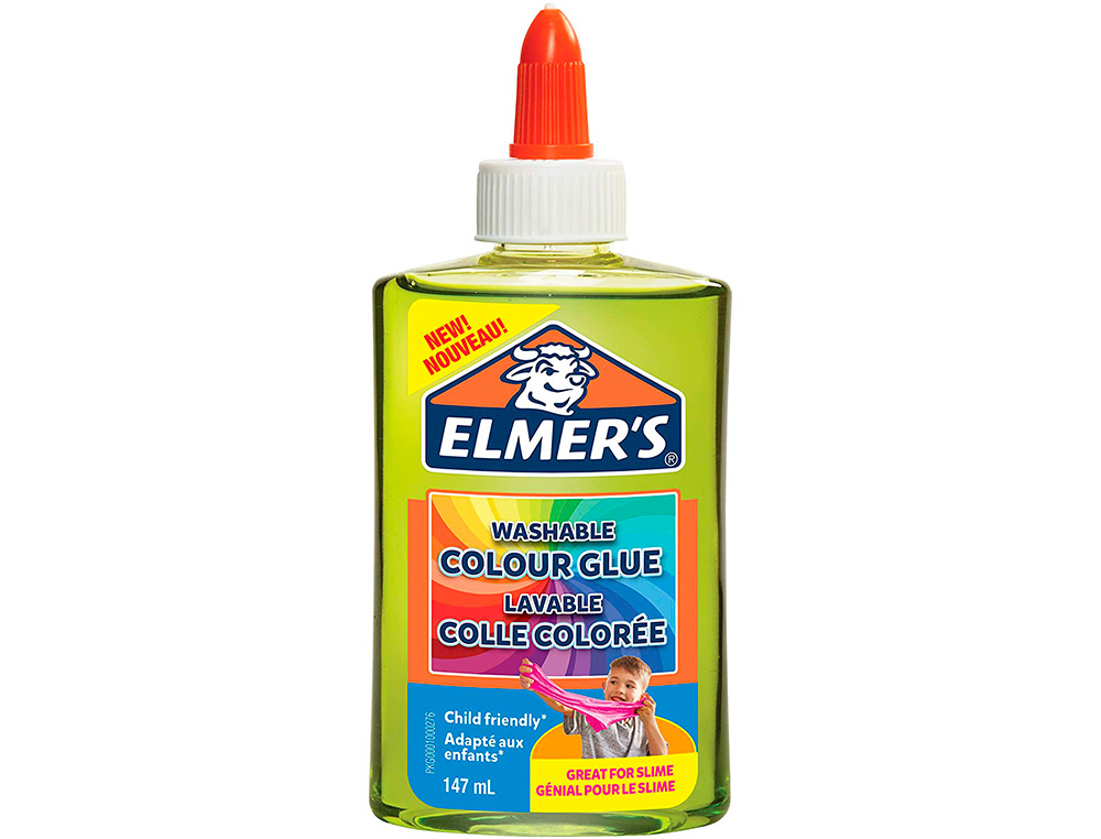 COLLE TRANSPARENTE ELMERS FABRICATION SLIME BRICOLAGE   LAVABLE NE COULE PAS COULEUR  VERTE FLACON 147ML