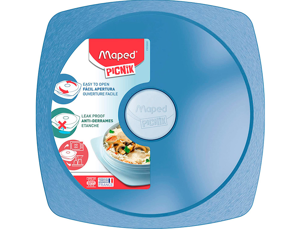 ASSIETTE A DEJEUNER EN VERRE MAPED PICNIK CONCEPT ADULTES  ETANCHE RESISTANT MICRO-ONDES ET FOUR COLORIS BLEU ORAGE