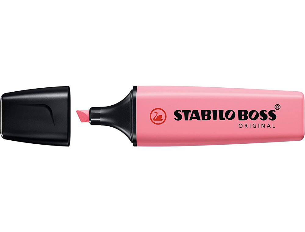 SURLIGNEUR STABILO BOSS ORIGINAL PASTEL ENCRE BASE EAU POINTE BISEAUTEE LARGEUR TRACE 2/5MM COLORIS PETALE DE
