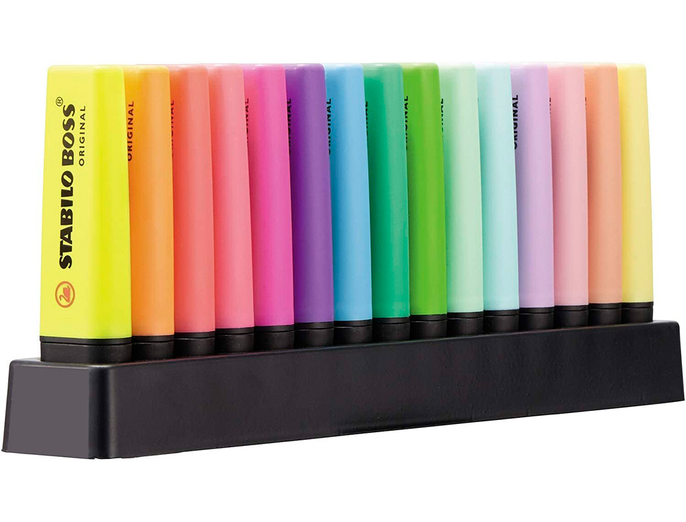 SURLIGNEUR STABILO BOSS ORIGINAL EDITION COLLECTOR    RECHARGEABLE POINTE BISEAUTEE TRACE 2/5MM DESKSET 15 UNITES