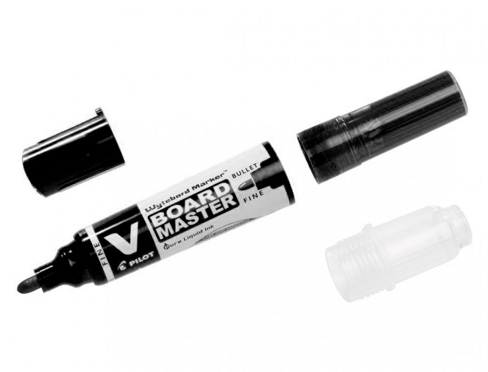 PACK PILOT V-BOARD MASTER 10 MARQUEURS EFFACABLES A SEC    POINTE CONIQUE MOYENNE 10 RECHARGES 5 OFFERTES COLORIS NOIR