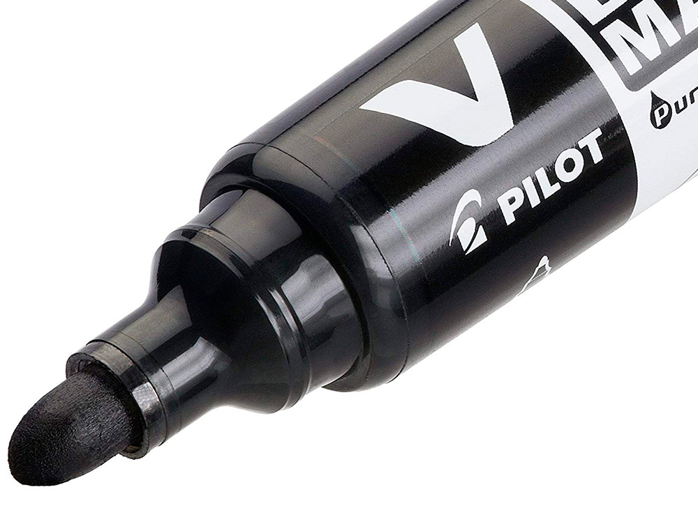 PACK PILOT V-BOARD MASTER 10 MARQUEURS EFFACABLES A SEC    POINTE CONIQUE MOYENNE 10 RECHARGES 5 OFFERTES COLORIS NOIR