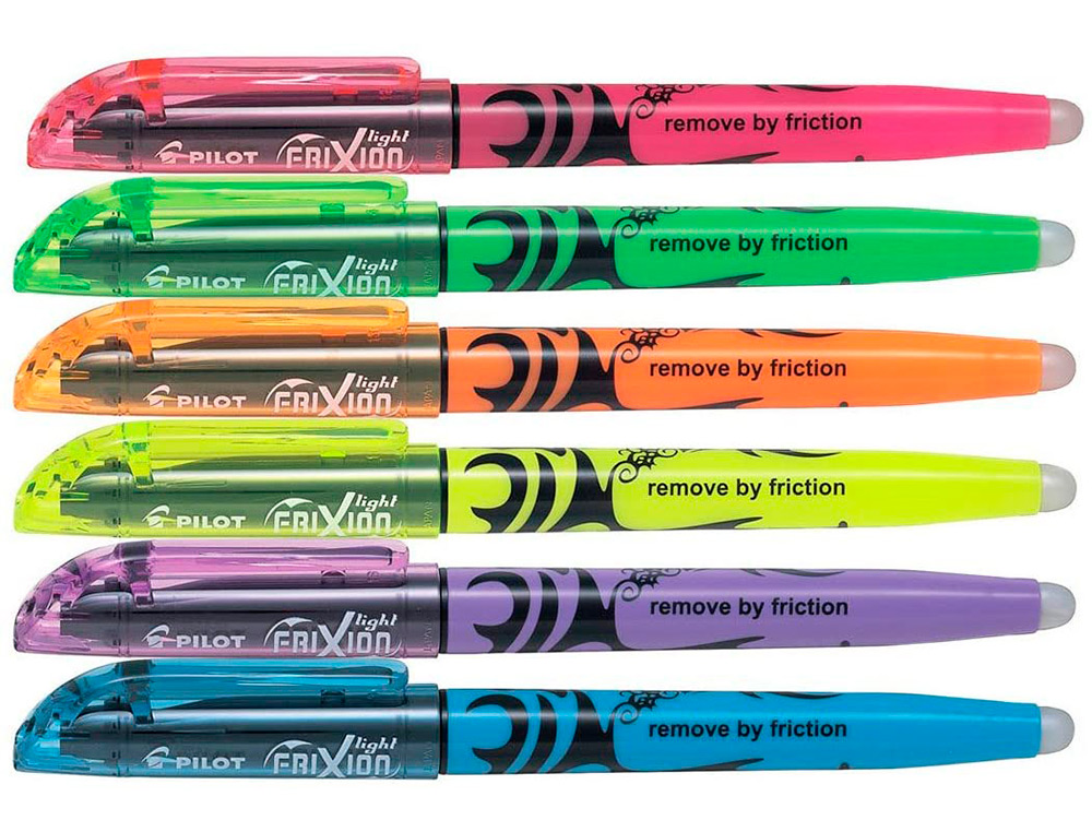 SURLIGNEUR PILOT FRIXION LIGHT FLUO NATURAL            POINTE MOYENNE BISEAUTEE      POCHETTES DE 6 FLUO ASSORTIS