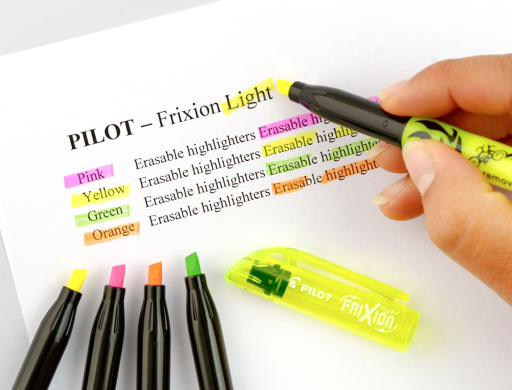 SURLIGNEUR PILOT FRIXION LIGHT FLUO NATURAL            POINTE MOYENNE BISEAUTEE      POCHETTES DE 6 FLUO ASSORTIS