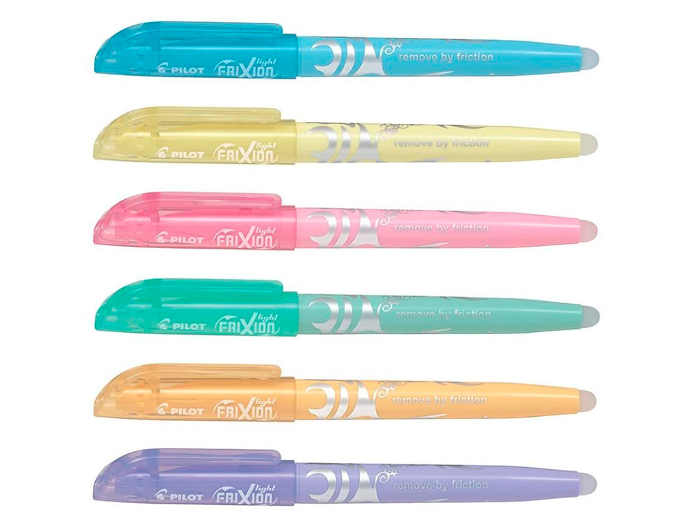 SURLIGNEUR PILOT FRIXION LIGHT SOFT EFFACABLE POINTE   MOYENNE BISEAUTEE COLORIS     PASTEL ASSORTIS POCHETTE 6