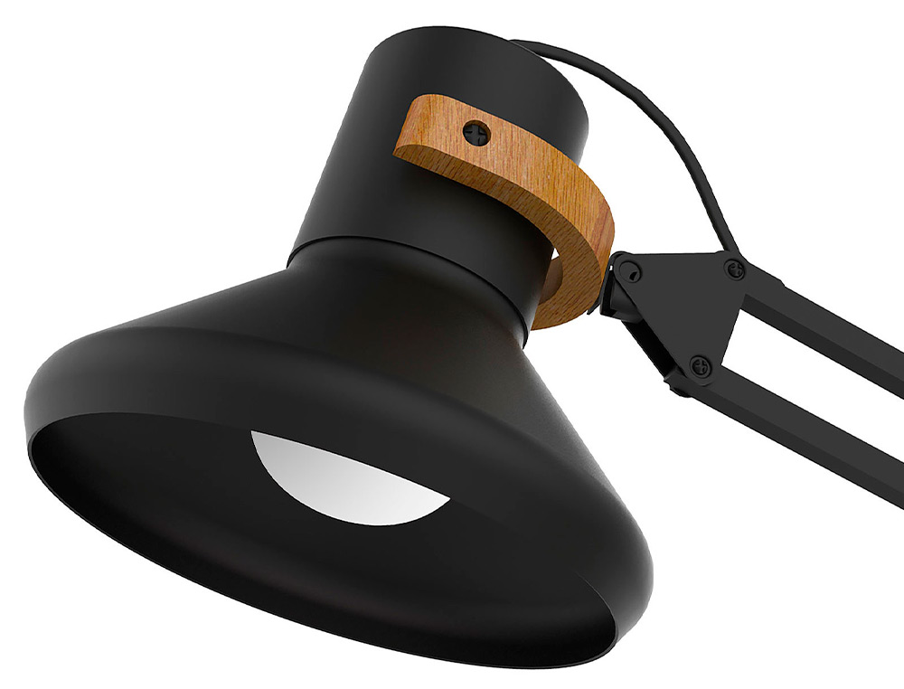 LAMPE DE BUREAU LED UNILUX BAYA DOUBLE BRAS ALUMINIUM PIVOTANT SOCLE ACIER HAUTEUR REGLABLE 15/55CM BAMBOU NOIR
