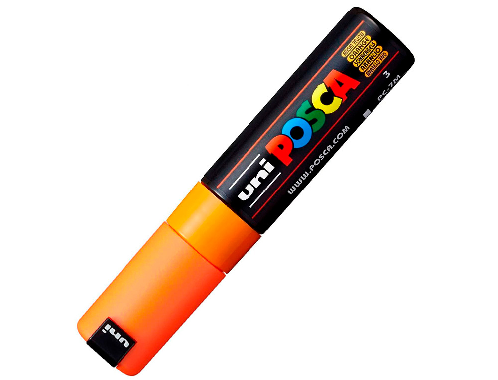 MARQUEUR PEINTURE POSCA PC7M POINTE LARGE CONIQUE ENCRE    INODORE COUVRANTE MISCIBLE    TOUS SUPPORTS COLORIS ORANGE