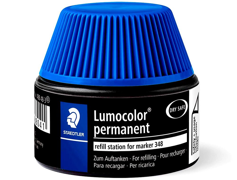 RECHARGE MARQUEUR PERMANENT STAEDTLER LUMOCOLOR 488 48    POUR MARQUEURS COMPACTS 348   FLACON 20ML COLORIS BLEU