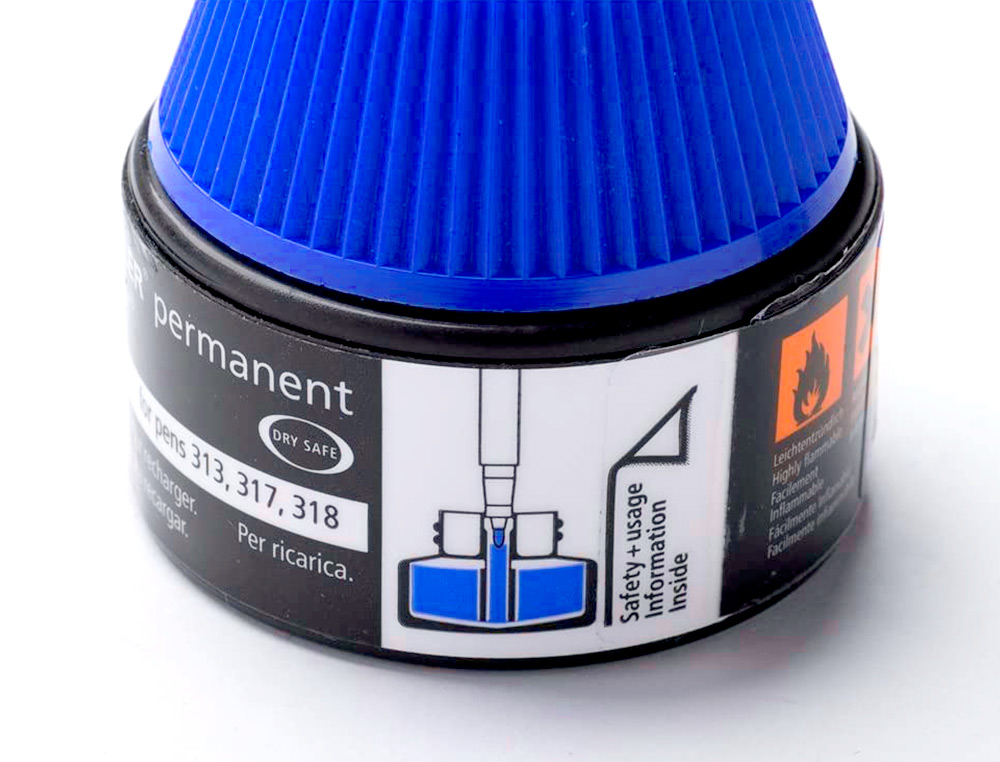 RECHARGE MARQUEUR PERMANENT STAEDTLER LUMOCOLOR 488 48    POUR MARQUEURS COMPACTS 348   FLACON 20ML COLORIS BLEU