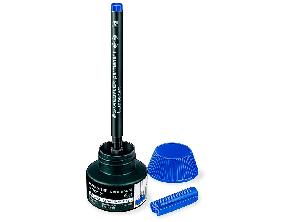 RECHARGE MARQUEUR PERMANENT STAEDTLER LUMOCOLOR 488 48    POUR MARQUEURS COMPACTS 348   FLACON 20ML COLORIS BLEU