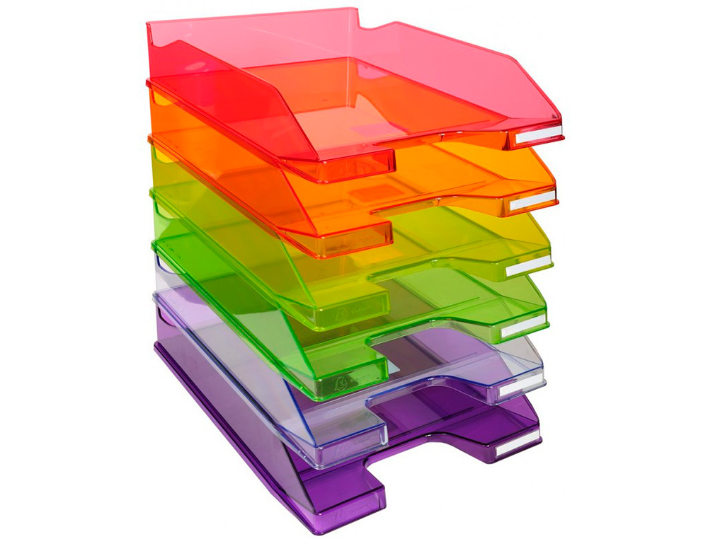 CORBEILLE A COURRIER EXACOMPTA COMBO MIDI POLYSTYRENE SOLIDE STABLE SUPERPOSABLE A4+ 347X255X65MM CRISTAL GLOSSY