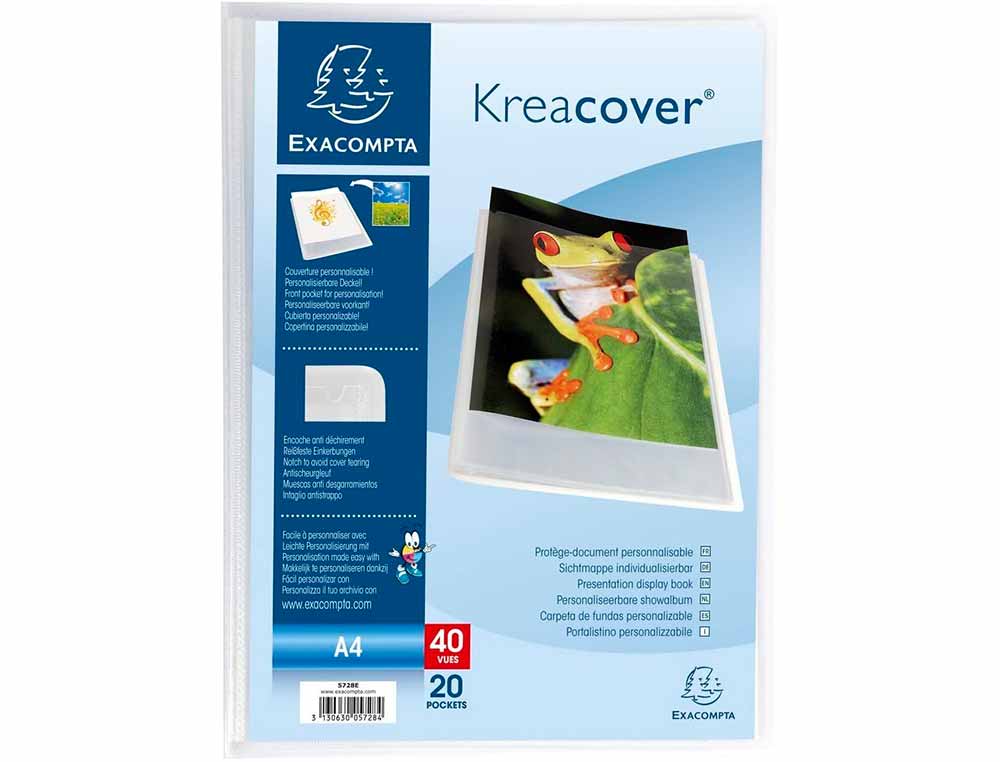 PROTEGE-DOCUMENTS EXACOMPTA KREACOVER CHROMALINE          POLYPROPYLENE SEMI-RIGIDE A4  24X32CM 40 VUES CRISTAL