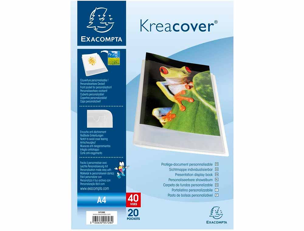 PROTEGE-DOCUMENTS EXACOMPTA KREACOVER CHROMALINE          POLYPROPYLENE SEMI-RIGIDE A4  24X32CM 40 VUES CRISTAL