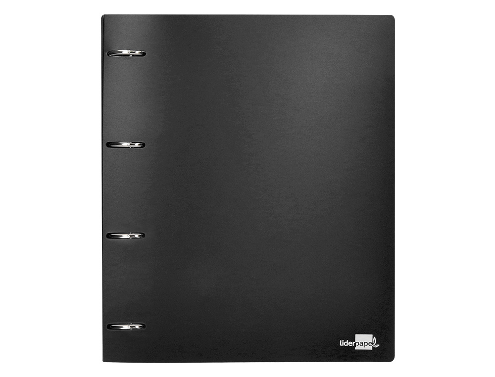 CLASSEUR LIDERPAPEL 4 ANNEAUX 40MM A4 POLYPROPYLENE DOS     55MM PORTE-CARTES DE VISITE   COLORIS NOIR OPAQUE