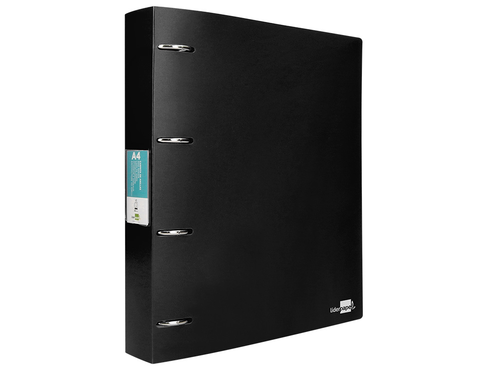 CLASSEUR LIDERPAPEL 4 ANNEAUX 40MM A4 POLYPROPYLENE DOS     55MM PORTE-CARTES DE VISITE   COLORIS NOIR OPAQUE
